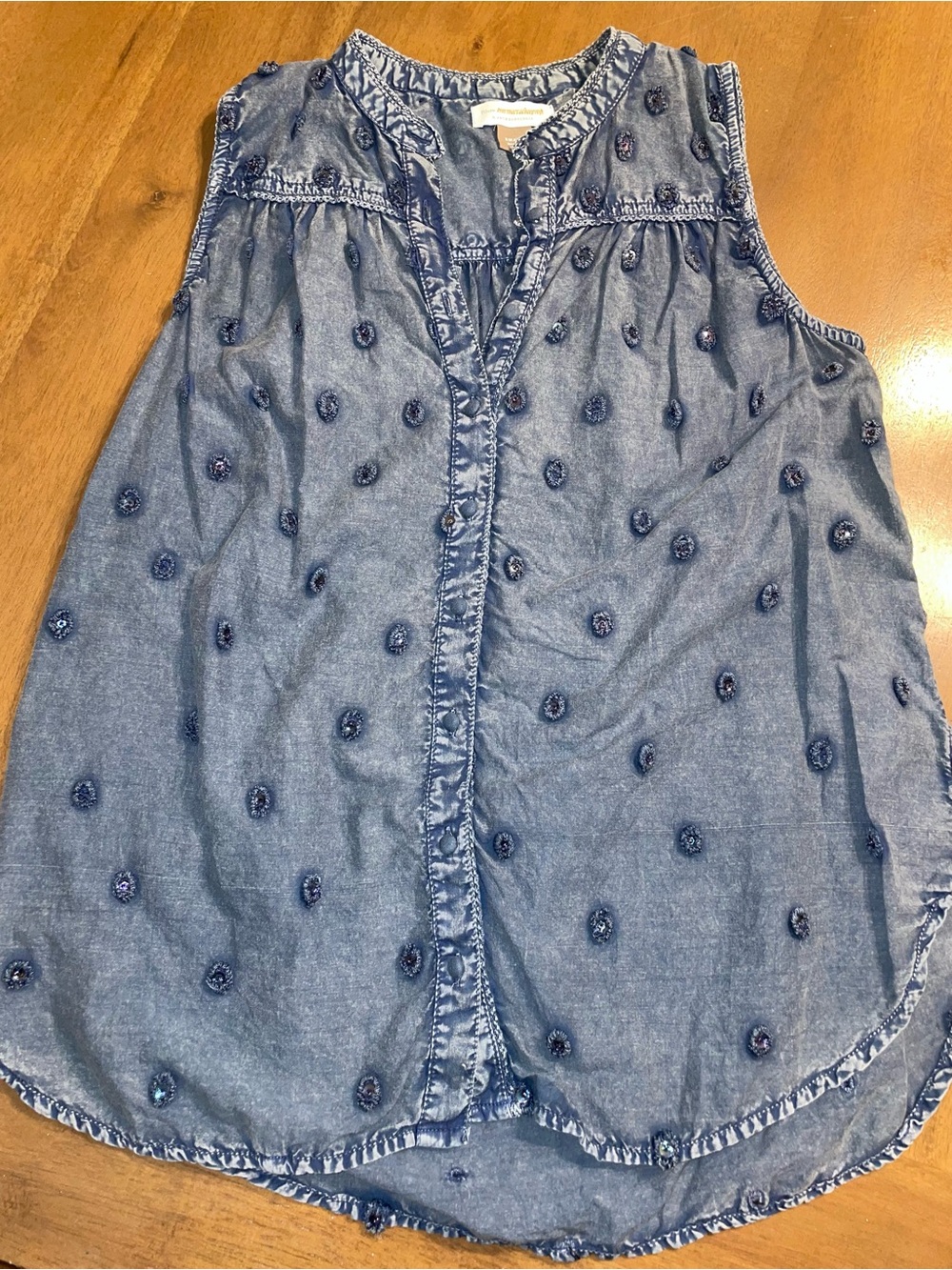 Anthropologie Sleeveless Chambray Blouse - Blue
